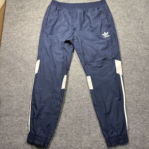Adidas Jogger Pants Mens Blue‎ White XL Zip Ankles Pockets Elastic Trefoil